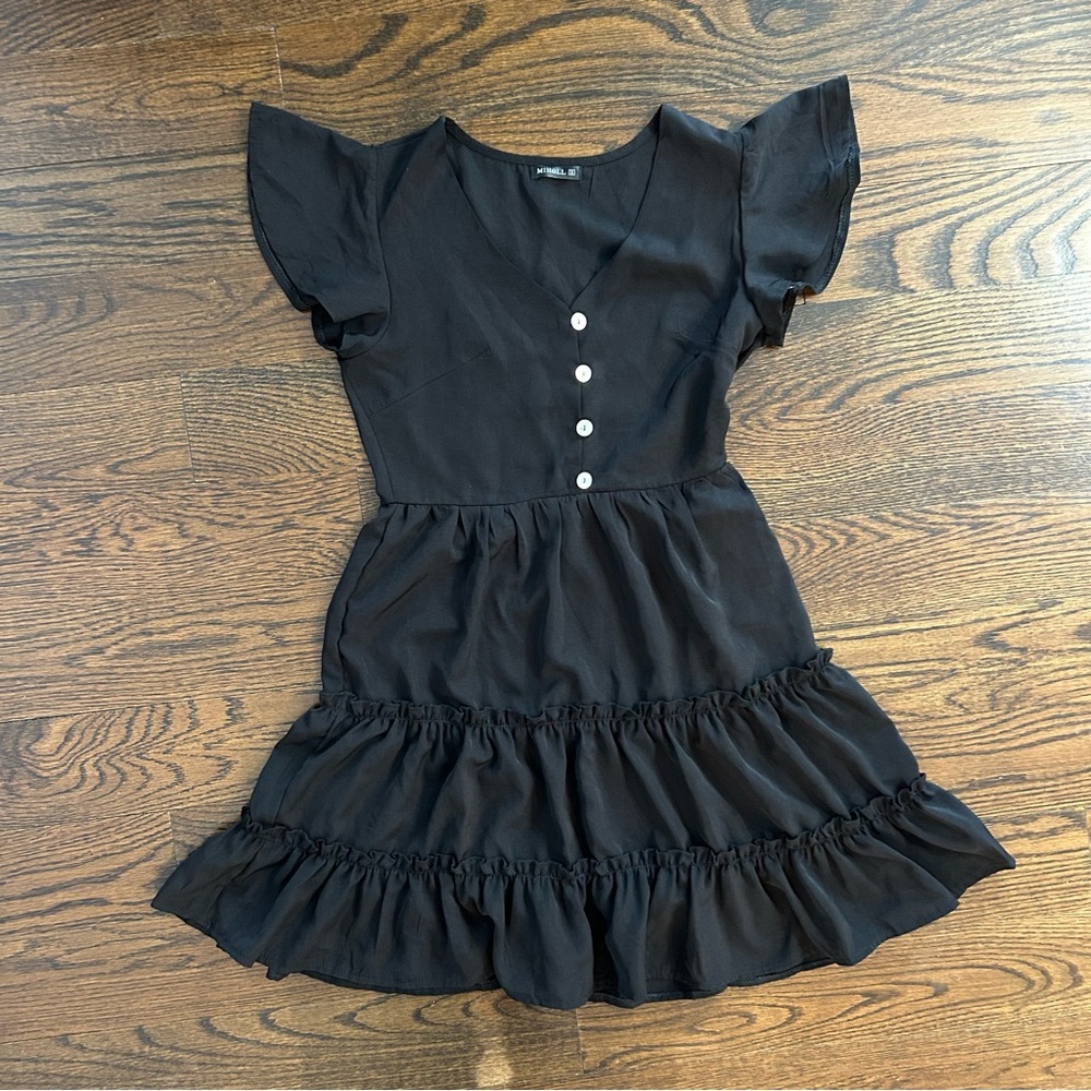 Y2K Black Ruffle Mini Dress – MIHOLL – Size S